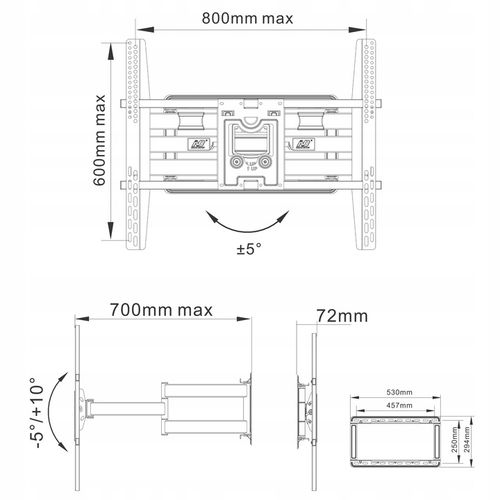 Certyfikowany Solidny Obrotowy Uchwyt do Telewizora Wieszak TV 75-110" na Arena.pl