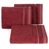Ręcznik frotte z bordurą w stylu fastrygi POLA 70X140 bordowy