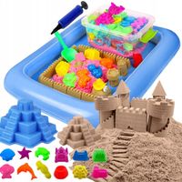 Piasek kinetyczny 3kg ZESTAW NAJWIĘKSZY 115 ELEMENTÓW kolorowy pompka basen