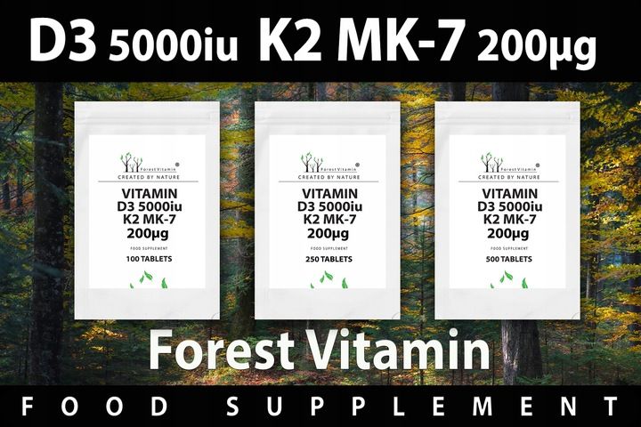 WITAMINA D3 5000 iu+K2 MK-7 200 mcg 100 tab NOWOŚĆ zdjęcie 14