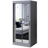 Szafa Przesuwna 90cm KARL Antracyt Garderoba Lustra