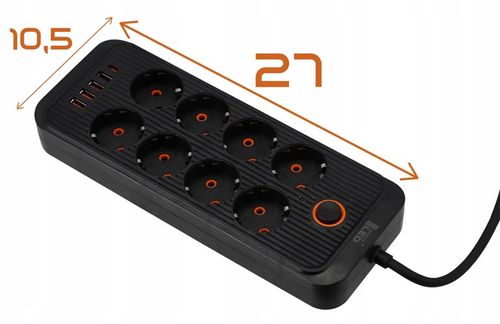 Przedłużacz listwa zasilająca sieciowa 2M 8 gniazd + 4 gniazd USB ładowarka na Arena.pl
