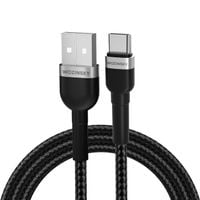 kabel przewód w oplocie usb-a - usb-c 2.4a 2m czarny