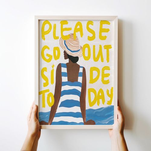 Plakat ilustracja wakacyjna plaża 29,7x42 cm A3 na Arena.pl