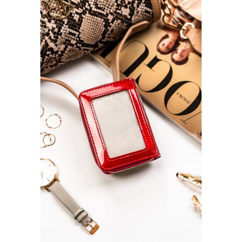 kompaktowy, czerwony portfel damski zamykany na zatrzask i suwak - peterson na Arena.pl