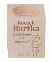 GRAWEROWANY ŚWIECZNIK drewniany podziękowania za obezność NA ROCZEK + imię