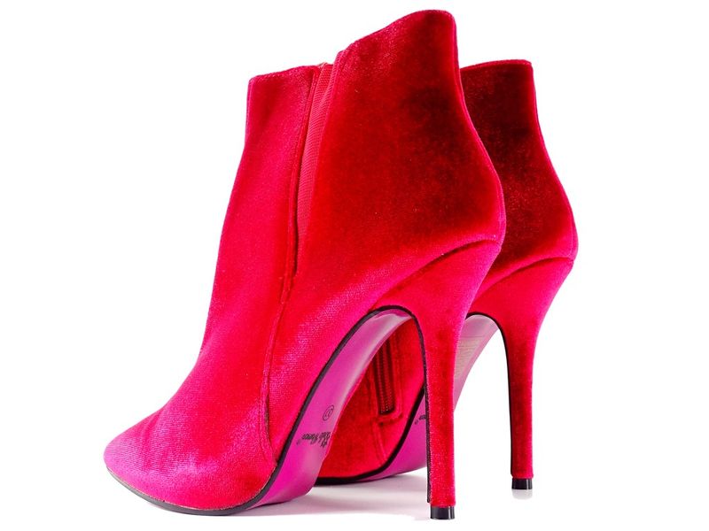 Bordowe szpilki botki damskie welur 37 zdjęcie 2