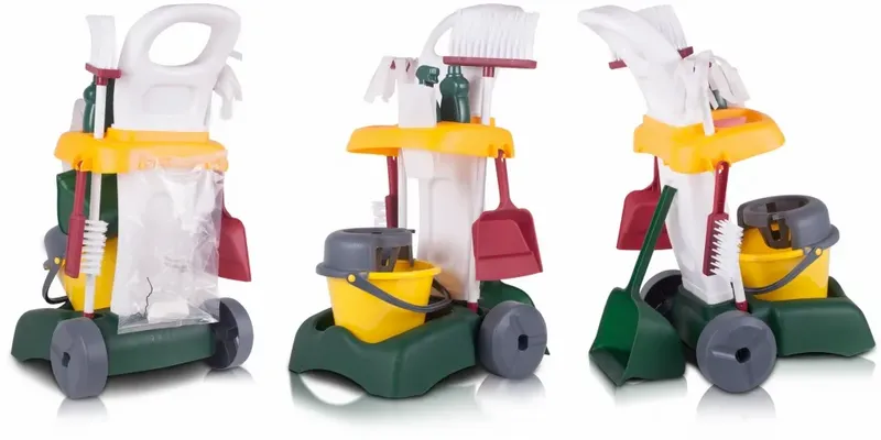 Zestaw Do Sprzątania Dla Dzieci Z Mopem Zmiotką i Akcesoriami na Wózku zdjęcie 5