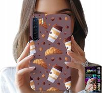 ETUI DO OPPO A91 - CASE Z KAWĄ ROGALIKAMI I ZIARNAMI W TLE