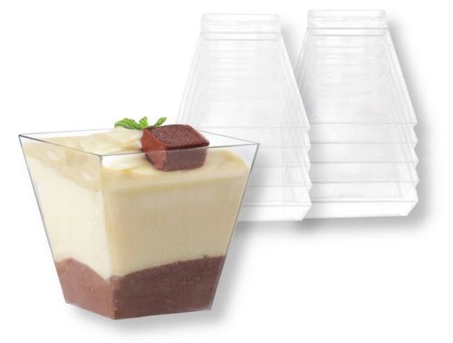 POJEMNIKI PUCHARKI KWADRATOWE DO DESERÓW PRZEKĄSEK SŁODKI STÓŁ 120ml na Arena.pl