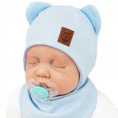 Błękitny komplet ADAŚ czapka + apaszka r.42-44