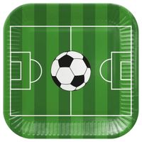 talerz papierowy kwadratowy "soccer green", 23 x 23 cm, 8 szt.