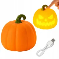 Lampka nocna biurkowa dynia halloween dekoracja timer akumulatorowa