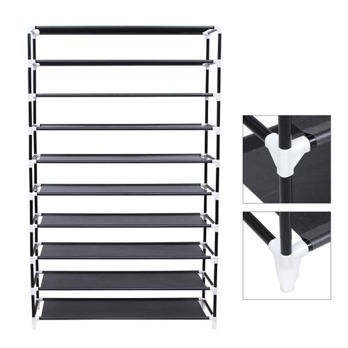 Szafa na buty 100x28 cm czarna tekstylna 9 półek lekka konstrukcja na Arena.pl