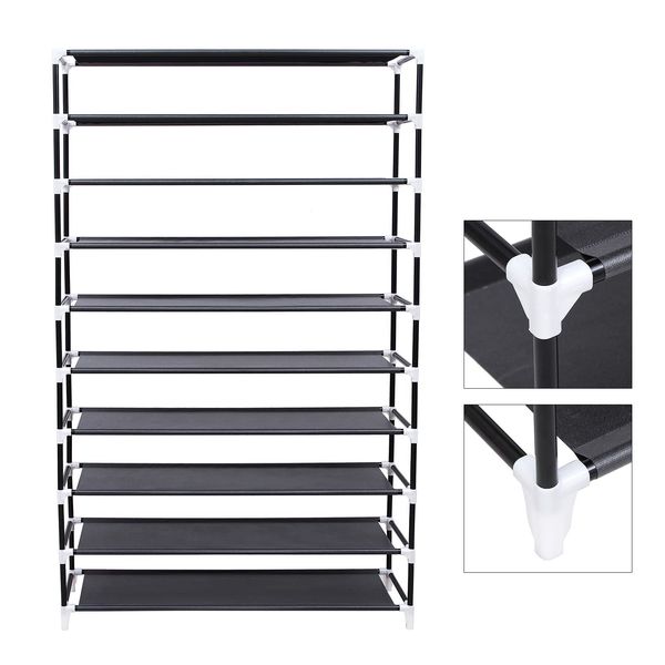 Szafa na buty 100x28 cm czarna tekstylna 9 półek lekka konstrukcja zdjęcie 7