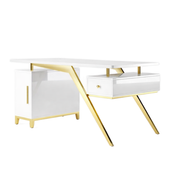 Białe złote biurko ze stali nierdzewnej Prima Premium 160x70x75