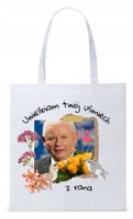 Śmieszny Pis Kaczyński Torba Eco Biała Shopper Z Nadrukiem Ze Zdjęciem
