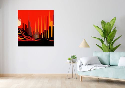 Obraz 90x90cm Miejski Krwisty Ogień na Arena.pl