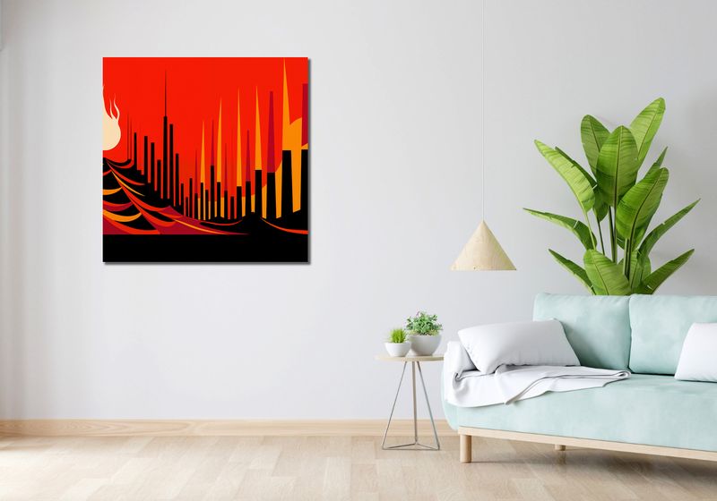 Obraz 90x90cm Miejski Krwisty Ogień zdjęcie 2