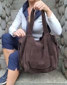 Torebka CZEKOLADOWA zamszowa shopper Vera Pelle SKÓRA ZAMSZ NATURALNY