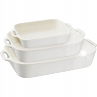 Staub Cooking Zestaw 3 półmisków prostokątnych, biały FRANCE Oryginał