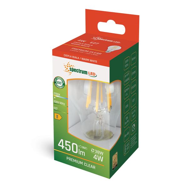 LED GLS E-27 230V 4W COG WW CLEAR SPECTRUM zdjęcie 2