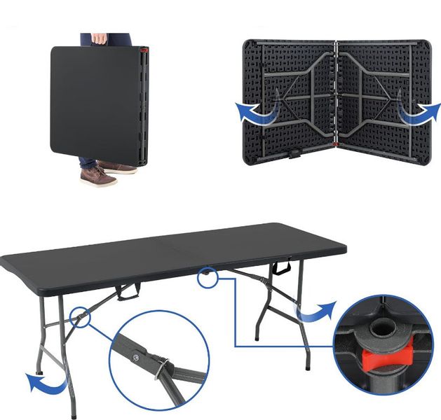 Zestaw składanych mebli Cateringowych ogrodowych czarny Stół + 6 krzeseł zdjęcie 9
