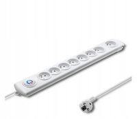 Listwa antyprzepięciowa Qoltec 8 gniazd, 1,5m, biała