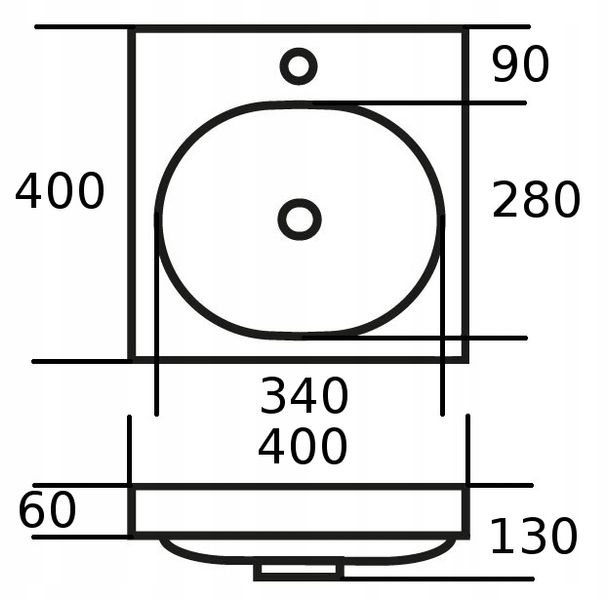 UMYWALKA ŁAZIENKA 40x40 na szafkę BIAŁA zdjęcie 3