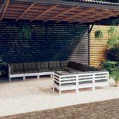 Emaga 11-cz. zestaw wypoczynkowy do ogrodu, z poduszkami, biały