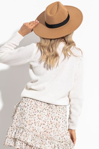 KLASYCZNY WEŁNIANY SWETER 34/36 ECRU na Arena.pl