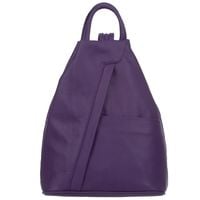 VERA PELLE plecak skórzany licowy elegancki trójkątny V520 c.fioletowy