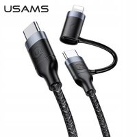 Kabel pleciony USAMS U31 USB-C na USB-C /lightning 60W PD Fast Charge czarn
