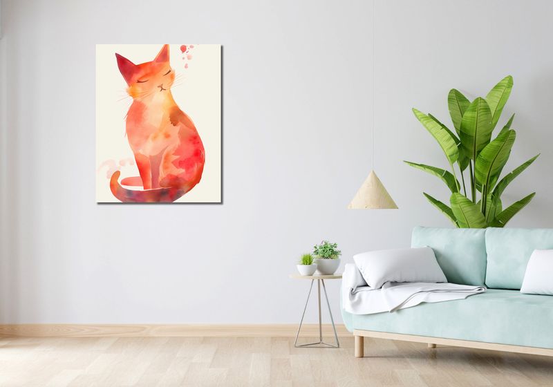 Obraz 70x90cm Akwarelowy Kot zdjęcie 2