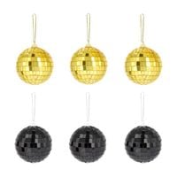 Kule disco dyskotekowe lustrzane czarne złote 7 cm 6 szt.