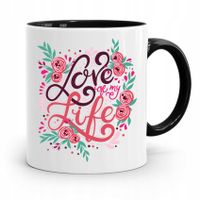 Kubek Czarny Dla Dziewczyny Love You My Life Z Nadrukiem Ze Zdjęciem