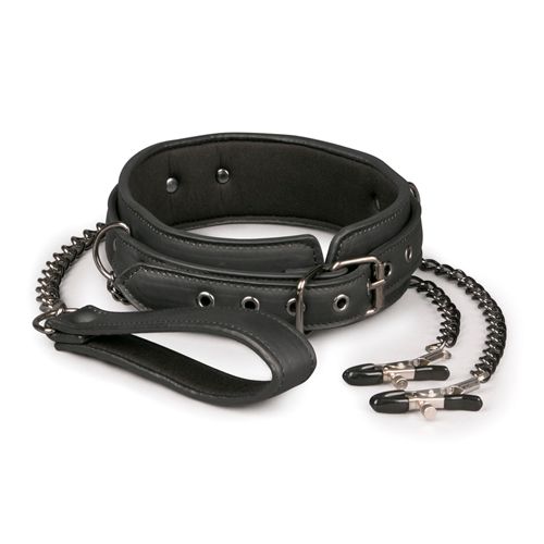 Wiązania-Leather Collar With Nipple Chains zdjęcie 8