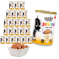 TUF TUF JUNIOR Pełnoporcjowa karma dla szczeniąt z drobiem w sosie 24x415g