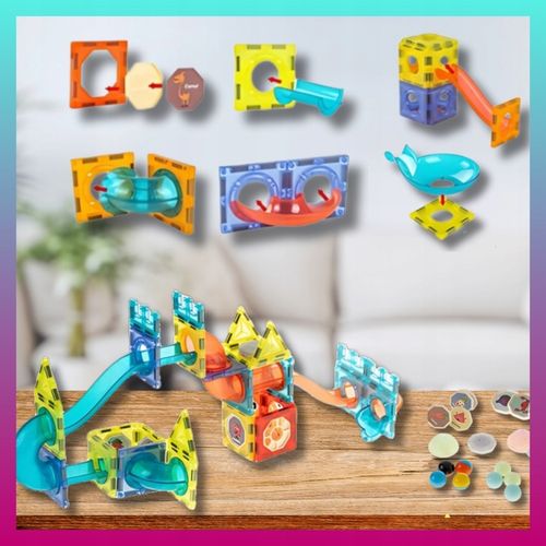 Klocki MAGNETYCZNE KONSTRUKCYJNE świecący tor 110 el 3D MAGNETIC Edukacyjne na Arena.pl