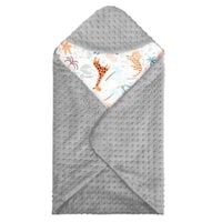 Otulacz dla niemowląt do fotelika, nosidełka, 77x77cm dwustronny kocyk z kapturem