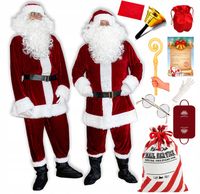 WELUROWY STRÓJ MIKOŁAJA VIP L-3XL BURGUND ZESTAW 18el POKROWIEC ETOLA LIST