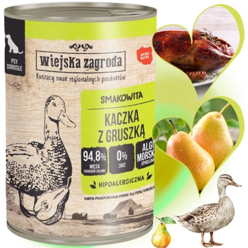 mokra karma dla psa kaczka z gruszką 400g wiejska zagroda hipoalergiczna na Arena.pl