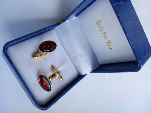 Ślubne weselne złote spinki do mankietów dla Pana Młodego ekskluzywne Etui na Arena.pl