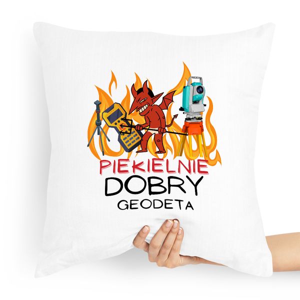 Poduszka Prezent Dla Piekielnie Dobrego Geodety Z Nadrukiem Ze Zdjęciem zdjęcie 1