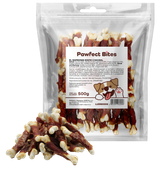 Przysmaki dla psa kostki owinięte kaczka kostka wapienna 500g PAWFECT BITES