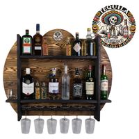 Drewniany barek na ścianę półka barowa ścienna na alkohol i kieliszki – barek wiszący loft vintage BURNED Tequila