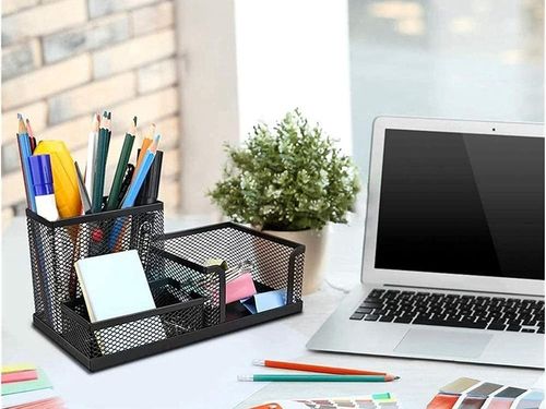 ORGANIZER NA BIURKO AKCESORIA METALOWY CZARNY STABILNY PRAKTYCZNY PORZĄDEK na Arena.pl