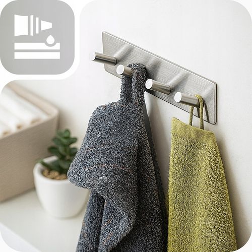 WIESZAK HACZYK SAMOPRZYLEPNY NA RĘCZNIK DO ŁAZIENKI KUCHNI SREBRNY LOFT na Arena.pl