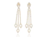 Kolczyki na sztyfcie z cyrkoniami listki 6 cm