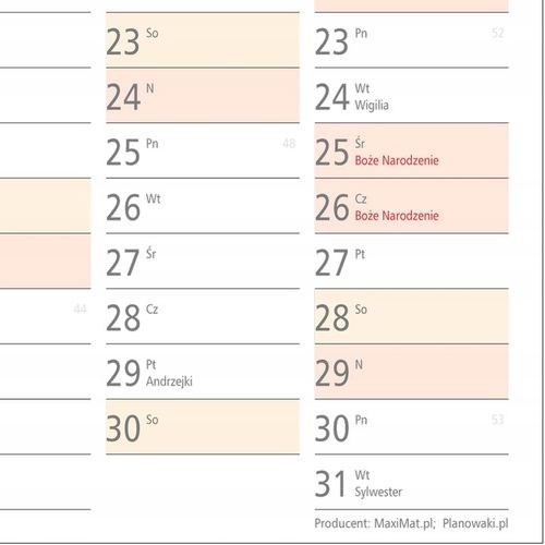 Planer A1 Kalendarz 2025 84x59 zmazywalny z mocowaniem samoprzylepnym na Arena.pl